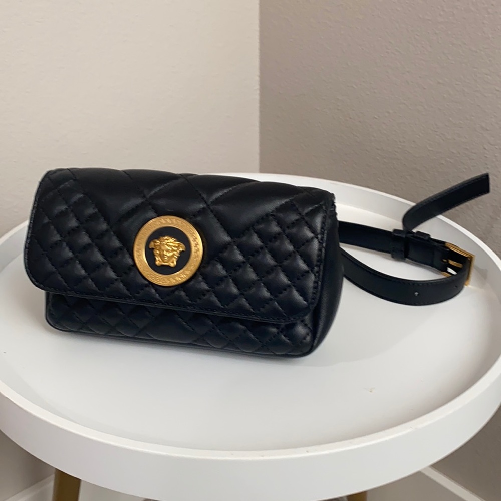 VERSACE
Nappa Barocco Quilted Vanitas Medea Belt Bag Black